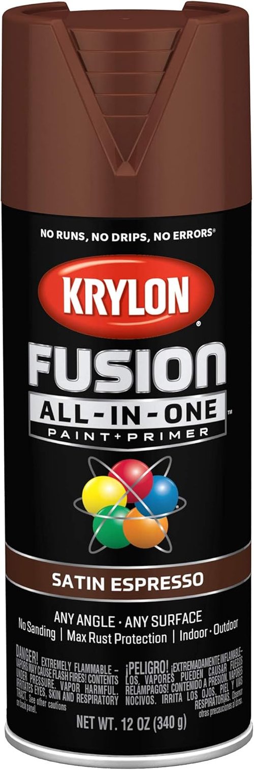Krylon Fusion All-In-One Spray Paint - Indoor/Outdoor Adhesive, 12 oz, Espresso Color