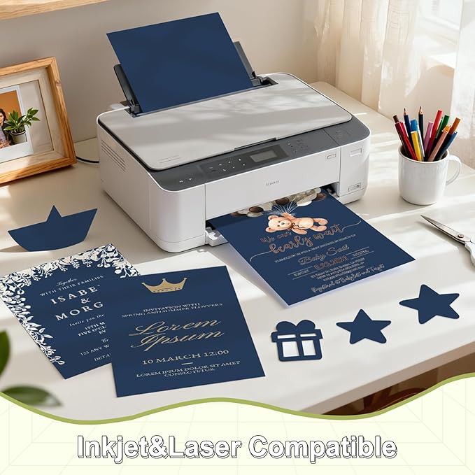 40 Sheets Cardstock 8.5x11, 65lb Darkblue Card Stock, Construction Paper, 180gsm Thick Printer Paper for Printing, Painting, Card Making, Kids School Supplies,Party Decorations
