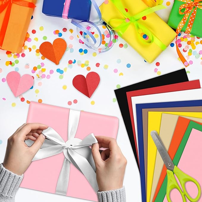 NEBURORA 120 Sheets Multicolor Tissue Wrapping Paper 10 Colors Tissue Paper Art Tissue Bulk for Birthday Holiday Presents Packaging Bouquet Wrapping Decoration
