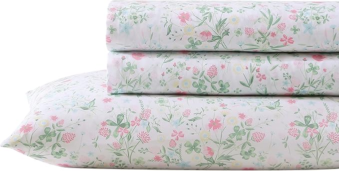Laura Ashley Kids - Full Size Sheet Set, Soft & Wrinkle-Resistant Toddler Bedding, Fun & Whimsical Bedroom Decor, Ideal Girl Room Essentials (Posey Dance Pink)