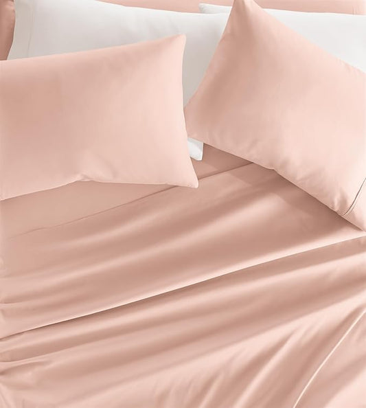 Linen Market Brushed Microfiber Full Sheet Set 4 Piece – Oeko-TEX Certified Ultra Soft & Wrinkle-Free - 16" Deep Pocket Sheets - Easy Care Full Size - Blush