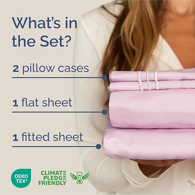King Size 4 Piece Sheet Set - Comfy Breathable & Cooling Bed Sheets Set - Hotel Luxury Bedding for Women, Men, Kids, Teens, Boys & Girls - Deep Pockets, Soft and Wrinkle Free - Oeko-Tex - Light Pink