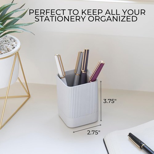 KIBAGA Aesthetic Pen Holder - Modern Concrete Desk Organizer for Office Supplies | Stylish & Functional