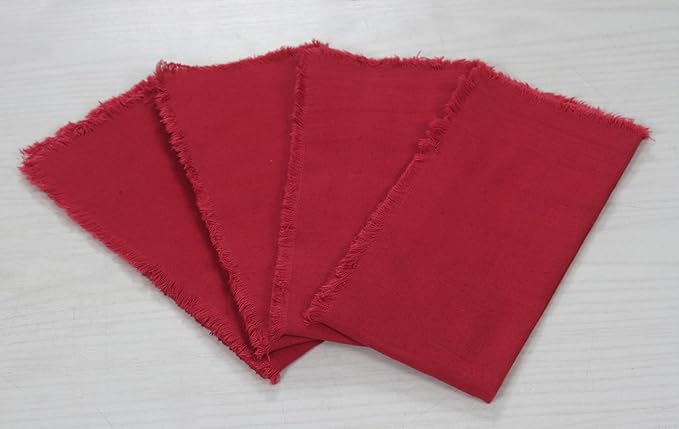 ACCENTHOME Red Cotton Linen Napkin Set of 12 18x18 inch Dinner Napkins - Washable Soft Premium Hotel Quality Reusable Hemmed Edges Napkins Perfect Table Linens for Family Dinners, Weddings