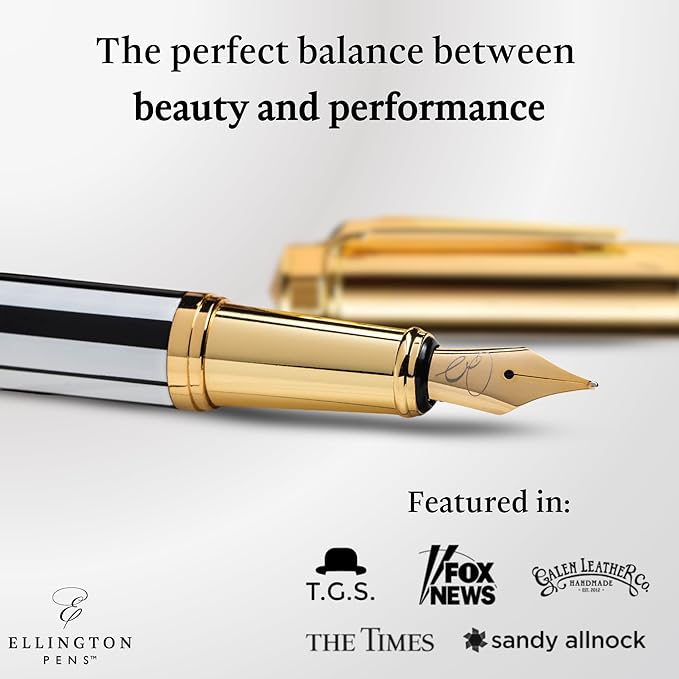 Ellington Pens Luxury Fountain Pen Set - Smooth Fine Nib- Includes 3 Ink Cartridges, Refillable Ink Converter, Gift Box- Fountain Pens For Writing, Calligraphy, Journaling, Sketching (Master Chopin)