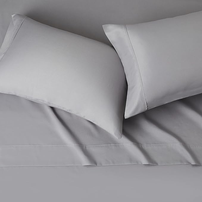 Amazon Basics Lightweight Super Soft Comfortable Brushed Microfiber 4 Piece Bed Sheet Set with 14-Inch Deep Pockets, Queen, Dark Gray, Solid