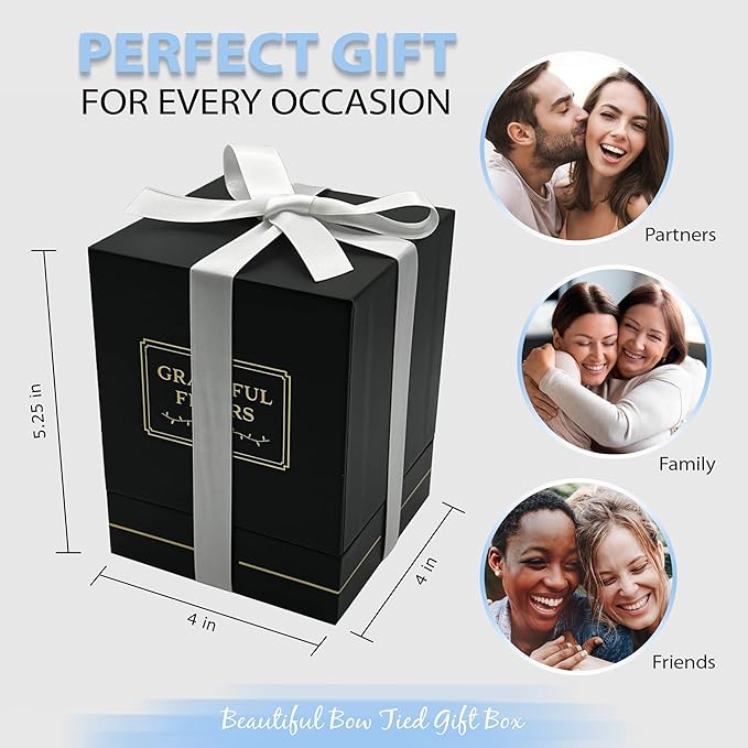 Graceful Fleurs | Real Long Lasting Roses for Years | Preserved Fresh Flowers for Delivery Birthday | Birthday Gifts for Women | Forever Roses in a Box (White, Black Box, 4 Roses)