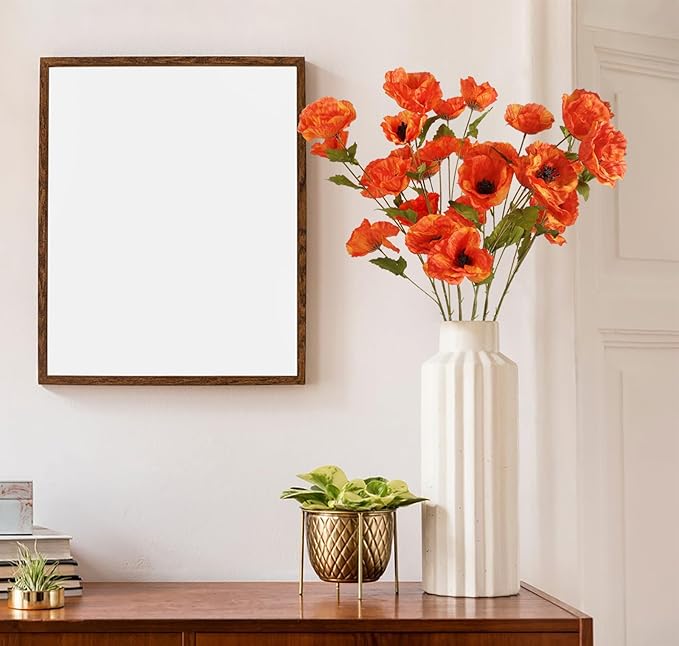 30 Heads 6 PCS Orange Poppy Flowers Artificial Flowers Silk Flowers 32 in Poppy Flowers for Wedding Home Party Table Centerpiece Arrangement Decoration (Orange)