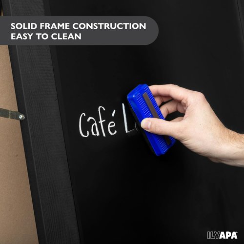 Ilyapa A-Frame Chalkboard Sidewalk Sign - Sturdy 58 x 27 Inch Folding Menu Display | Black Magnetic Design