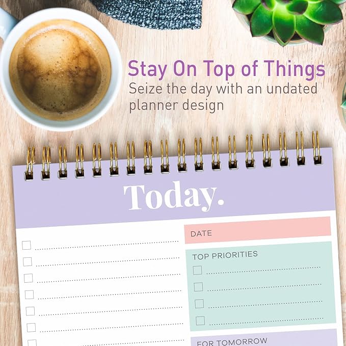 Sweetzer & Orange Daily & Weekly To Do List Notepad – Undated Work Planner & Organizer with Wish List Section, 52-Sheet Coiled Task Pad for Productivity – MAUVE To Do List Notebook for Work