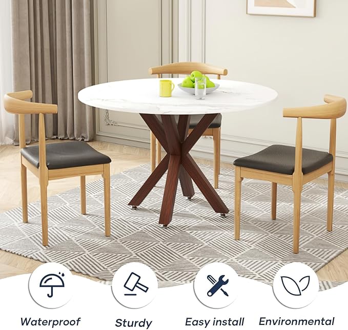 Metal Table Legs 28 Inch, Artistic Heavy Duty Dining Table Base with Suction Cups & Pre-Drilled Holes, Fits Glass Marble Wood Tops, DIY Desk Coffee Table Legs, 1000LBS Capacity, Walnut Colour