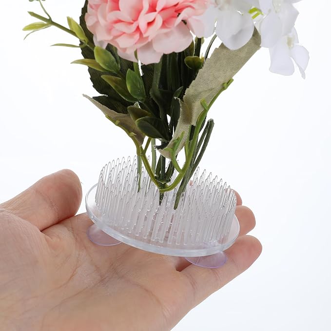 16pcs Plastic Flower Frogs for Arrangements Vase, Frog Flower Holder with Pins, Floral Frogs for Arrangements, Transparent Pin Frog for Flowers, for Wedding/Party Decor(2.75" Diameter)