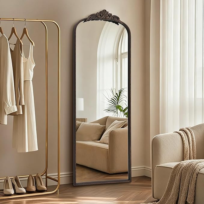 Micasso Bronze Full Length Mirror: 21''x56'' Traditional Ornate Vintage Floor Long Body Mirror - Baroque Antique for Wall/Dressing Room/Bedroom/Entryway/Hallway - Home Decor for Living Room