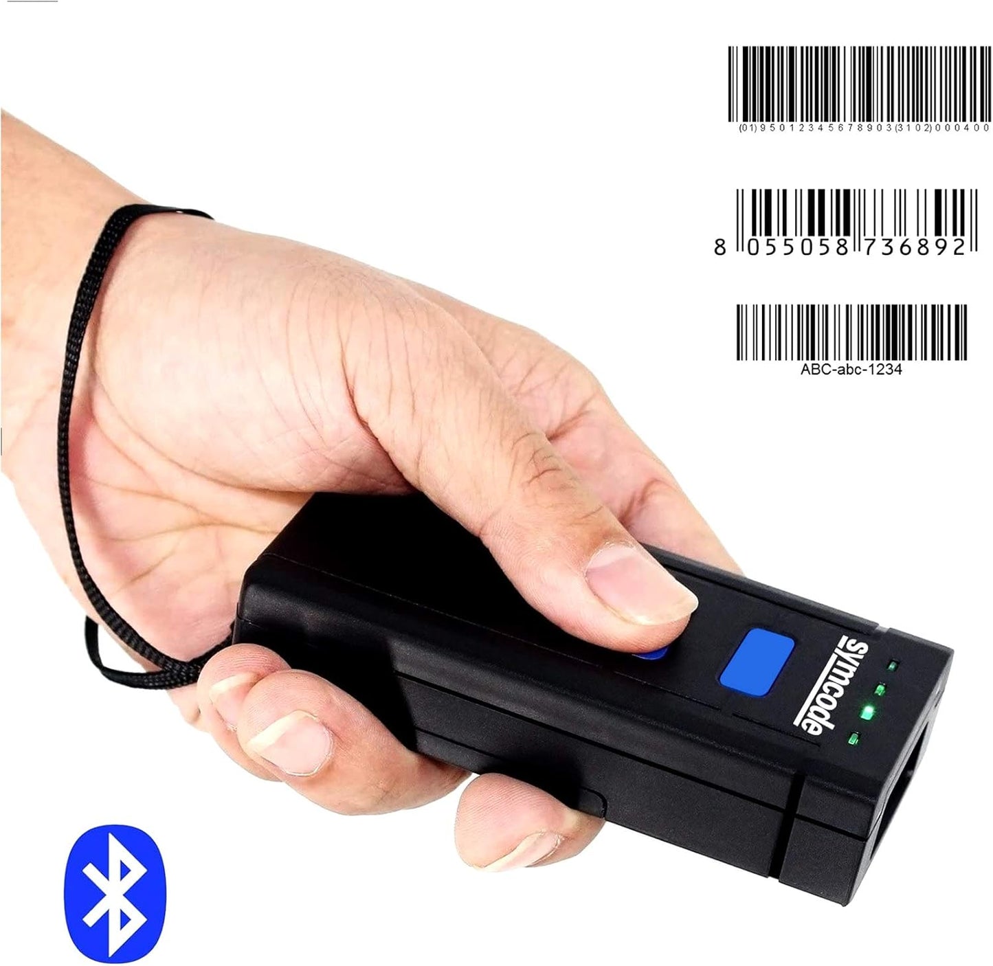 Symcode Bluetooth Wireless Barcode Scanner - Portable 2.4GHz Reader for Windows, Mac, Android & iOS Devices