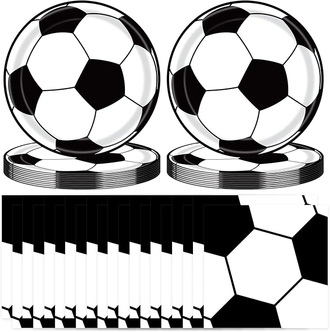 40 Pcs Soccer Plates And Napkins Party Supplies, Soccer Birthday Decorations Disposable Paper Tableware Set for Sports Theme Birthday Party Serves 20