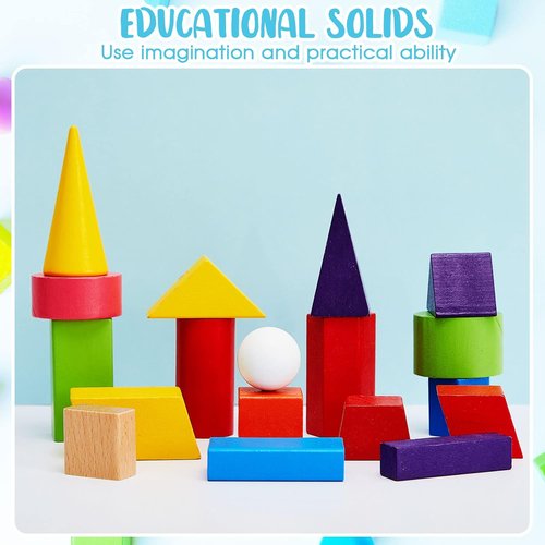 Deekin 36 Pcs 3D Geometric Shapes - Engaging Math Manipulatives for Montessori Learning