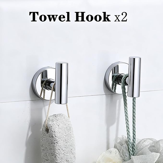 Polished Chrome Bathroom Hardware Accessories Set 5 Piece, Stainless Steel Bath Towel Bar Set 24 Inch,Toilet Paper Holder,Towel Ring Holder,Towel Rack Set,Gold Bathroom Accessories Kit Silver