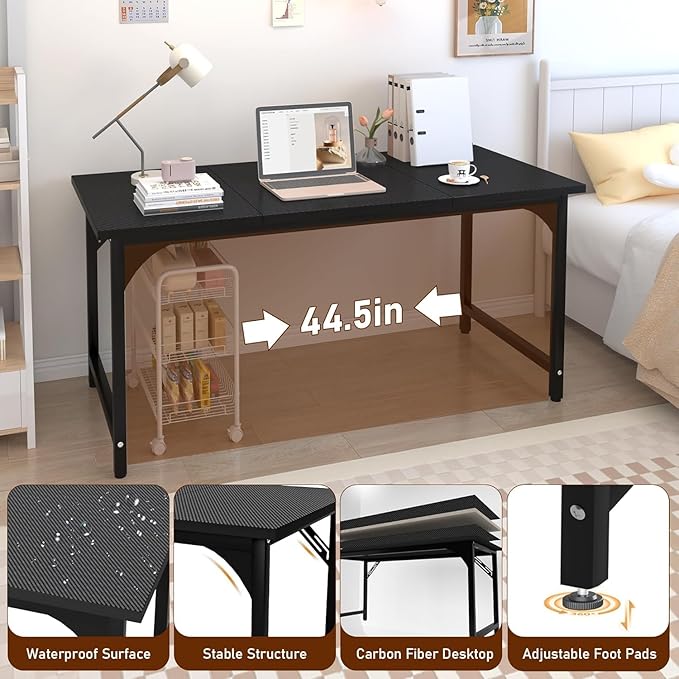 Computer Desk, 47 Inch Home Office Desks, Office Desk for Gaming Writing Study Work, Study Table with Large Legroom, Computer Desk with Metal Frame, Modern Simple Home Office Desk for Bedroom