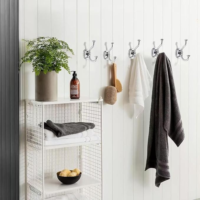 khtumeware 1 Pack 4-1/2 inch Zinc Alloy Vintage Wall Polished Chrome Large Coat Hooks Suitable for Tile, Wood Board, Glass Walls, Bathroom, Entrance Hall, Kitchen, Multi-Functional Robe Hooks
