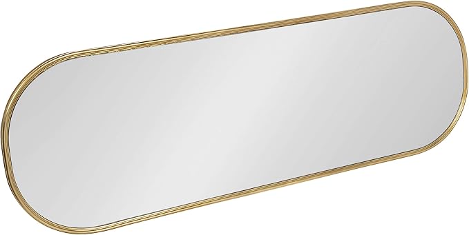 Kate and Laurel Caskill Mid-Century Oval Mirror, 16" x 48", Gold, Capsule-Shaped Accent Mirror for Entryway, Living Room, or Bathroom