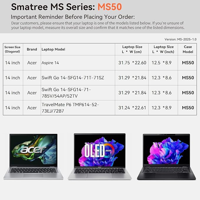 Smatree MS50 Hard EVA Protective Sleeve Case with Stand Compatible for 14 inch Acer Aspire 14, for Acer Swift Go 14-SFG14-71T/71, for Acer Aspire Lite 14 AL14-31P-C0S2, for Acer TravelMate P6 TMP614