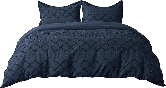 Bedsure Boho Duvet Cover King Size - Navy Breathable & Soft Boho Bedding, Machine Washable Comforter Cover for All Seasons, Includes 1 Duvet Cover 104"x90" with 2 Pillow Shams & Zipper Closure