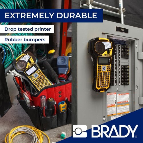 Brady M210 Portable Label Printer - Durable Rubber Bumpers, Multi-Line Print, 6 to 40 Point Font