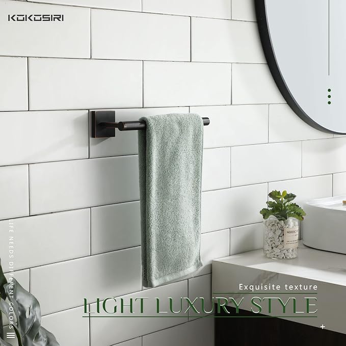 KOKOSIRI Bathroom Towel Bar Hand Towel Holders Wall Mount Toilet Kitchen Cabinet Paper Holder Stainless Steel Bath Accessories Oil Rubbed Bronze 2 Pack, B3008ORB-P2