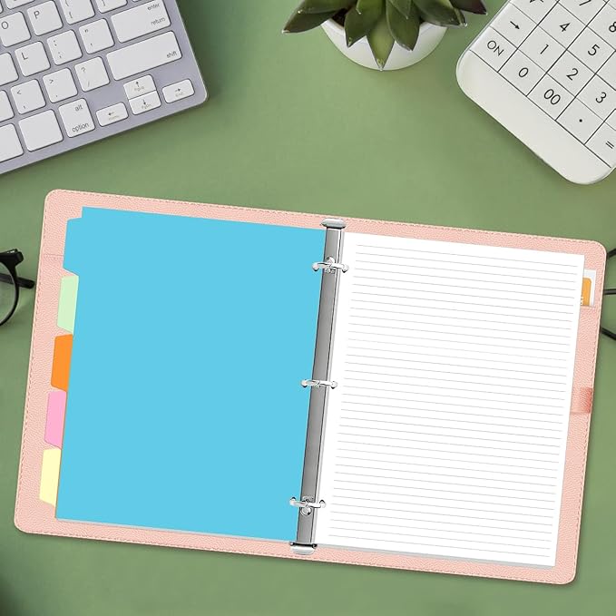 3 Hole Lined Paper for A4 Binder - 50 Sheets/100 Pages Loose Leaf Paper Line Refills, 5 Sheets Dividers, 8.5" x 11"