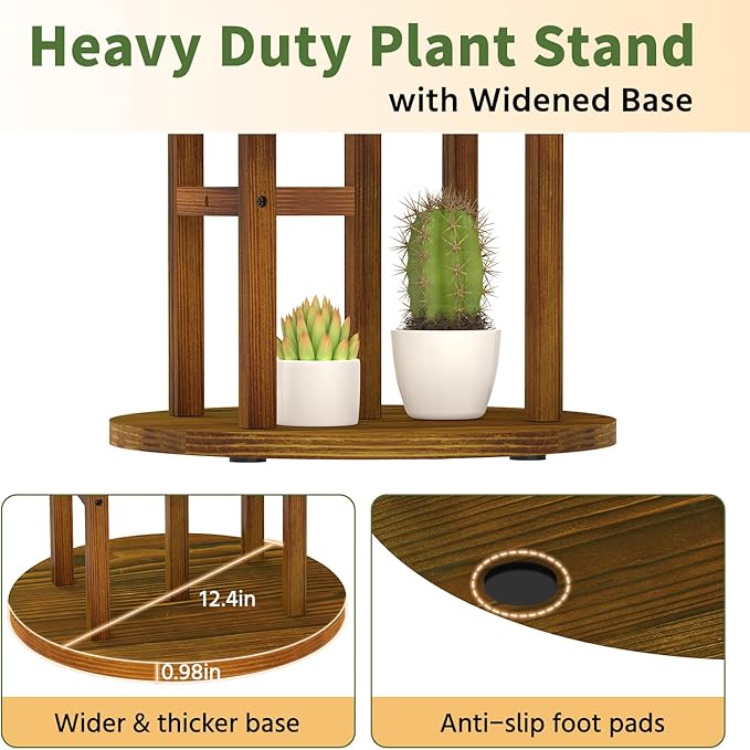 LASZOLA 5 Tiered Wood Plant Stand Indoor Corner, Flower Holder Rack Tall for Multiple Plants, Rustic Planter Shelf Display for Patio Garden Balcony Living Room