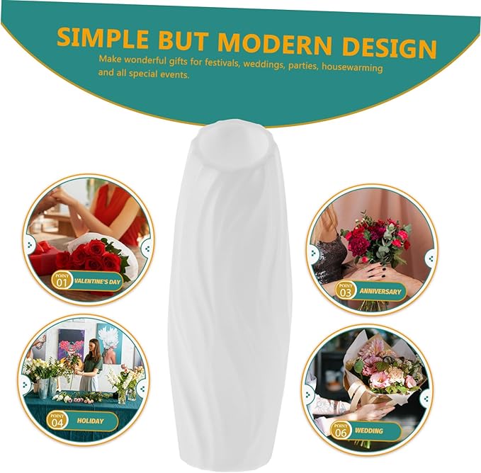Uonlytech 4pcs Geometric Plastic Vases for Home Office Decor Elegant Centerpiece Flower Storage Containers Lightweight Modern Design for Desktop Balcony Table