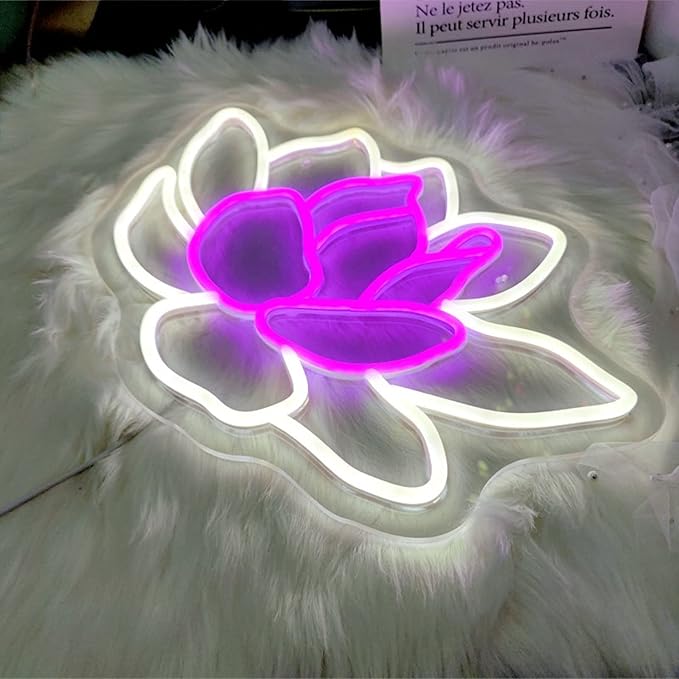 Neon Sign Lotus Flower Neon Sign for Wall Decor,Led Signs,Decoration Neon Lights for School Class Party Family Wall Decor Custom Cute Neon Signs Gift Birthday Wedding Party Size:40 * 29cm