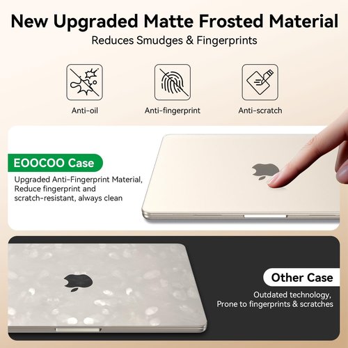EooCoo MacBook Air 15-Inch Case - Matte Starlight Protective Hard Shell Cover for Study & Travel