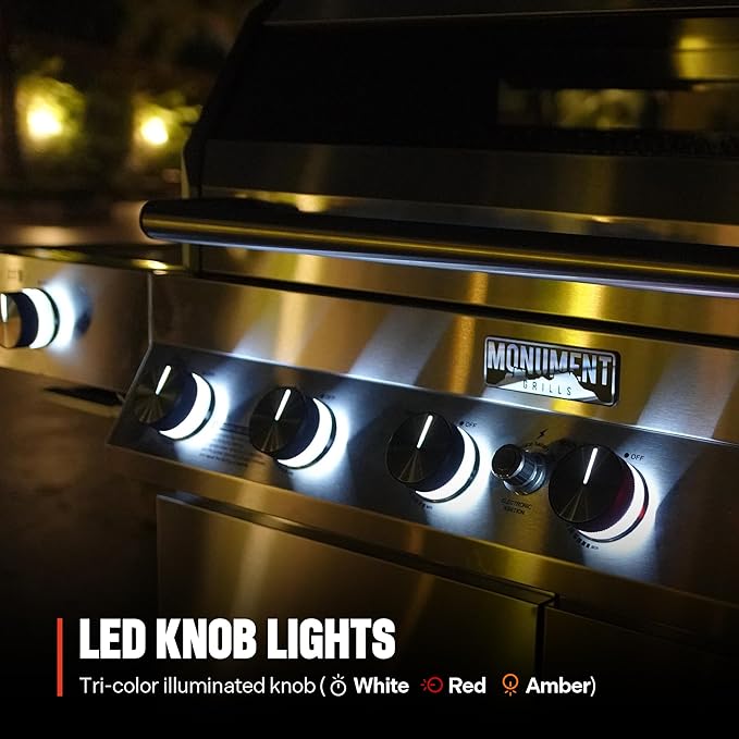 Monument Grills 6-Burner Convertible Natural Gas Smart bbq Grill Stainless Steel Denali 605 with BBQ Cover (Without Conversion Kit)