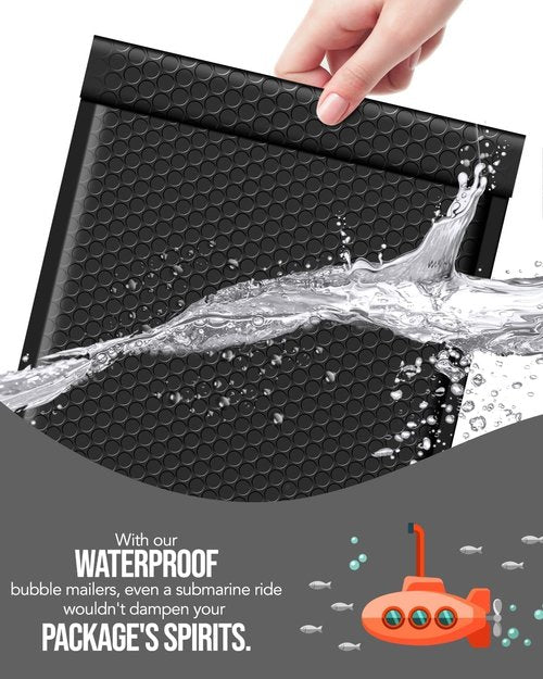GSSUSA Large Bubble Mailers - 10.5x16 Inch Black Padded Envelopes | Strong Self-Seal Adhesion for Safe Shipping