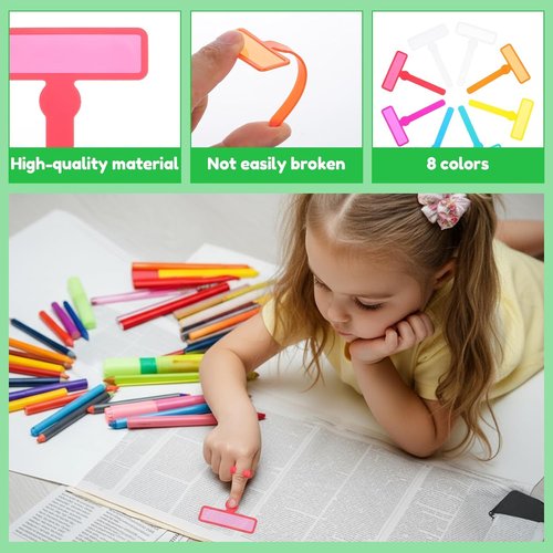 Skiennix 14 Pcs Colorful Guided Reading Strips - Practical Finger Highlighters for Dyslexia Support