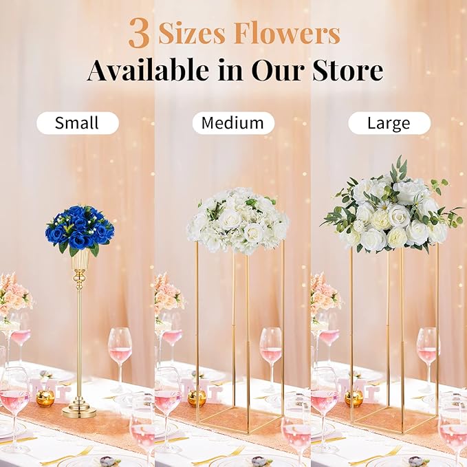 NUPTIO Flower Ball Arrangement Bouquet - 6 Pcs 9.5 inch Diameter Royal Blue Fake Flowers Roses Balls for Centerpieces Tables - Artificial Rose Arrangements for Wedding Centerpiece Table Decorations