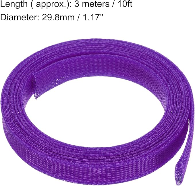 uxcell Expandable Sleeving,1 3/16-inch 10ft Cable Sleeve, Purple