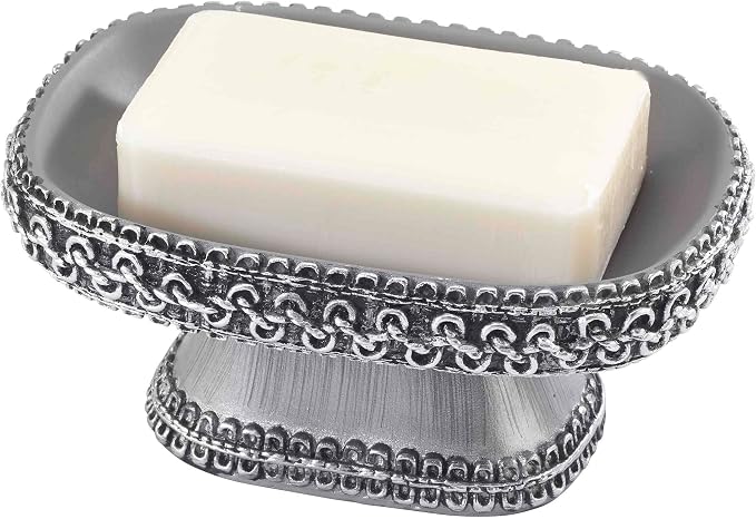 Avanti Linens - Accessory Set, Resin Tumbler, Toothbrush Holder, Soap Dish & Lotion Pump, Durable Bath Decor (Braided Medallion Collection, Granite)