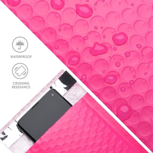 Metronic Small Bubble Mailers - 4x8 Inch Self-Seal Padded Envelopes | 800PC Hot Pink Bulk Pack for Small Business