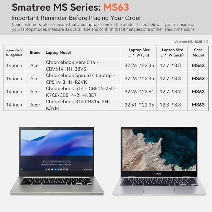 Smatree MS63 Hard EVA Protective Sleeve Case with Stand Compatible for 14 inch Acer Chromebook Vero 514, for Acer Chromebook Spin 514 Laptop,for Acer Chromebook 514, for 14 inch Acer Chromebook 314