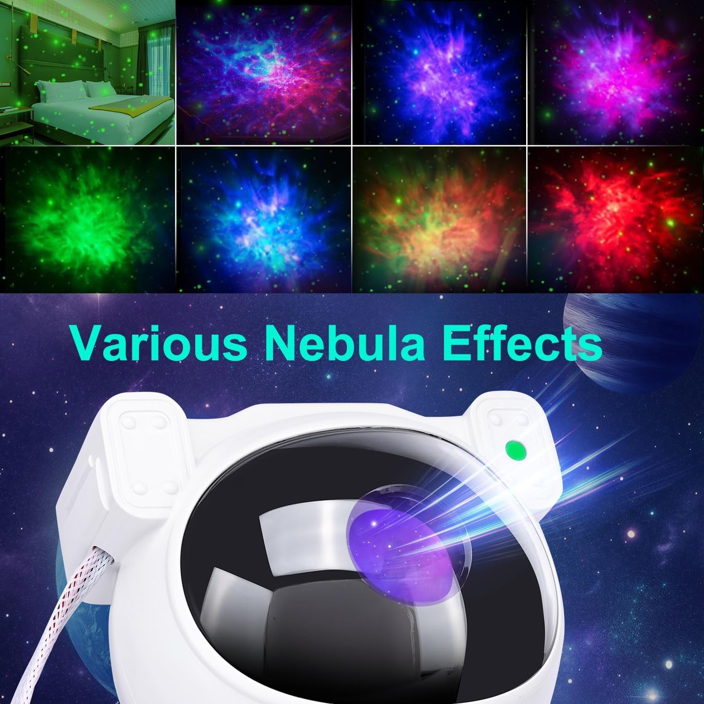 Skiennix Star Projector - Astronaut Galaxy Night Light with Timer & Remote | LED Ceiling Lamp for Kids
