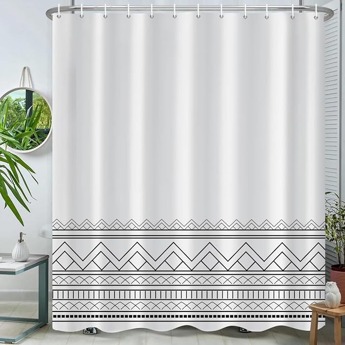Black and White Shower Curtain Modern Striped Shower Curtains for Bathroom Boho Modern Rustic Farmhouse Waterproof Fabric Bathroom Shower Curtain 72x72 Inches