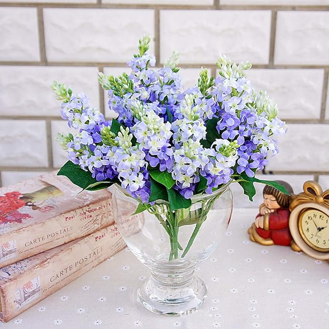 Artificial Fake Flowers Silk Plastic Plant Arrangement for Home Indoor Outdoor Garden Wedding Table Vase Decorations Faux Snapdragon Flower,3 Bouquets (Lilac)