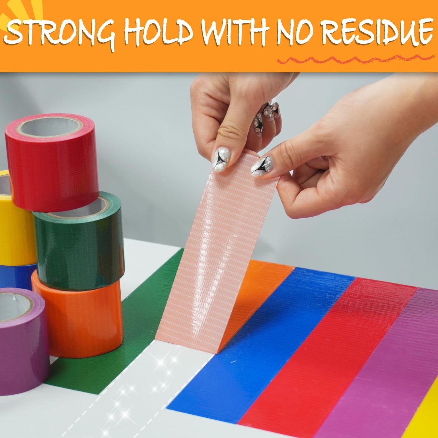 SWRT Rainbow Colored Duct Tape - Heavy Duty, Waterproof, 10 Yards x 2 Inch | No Residue, Strong Adhesion for DIY & Crafts