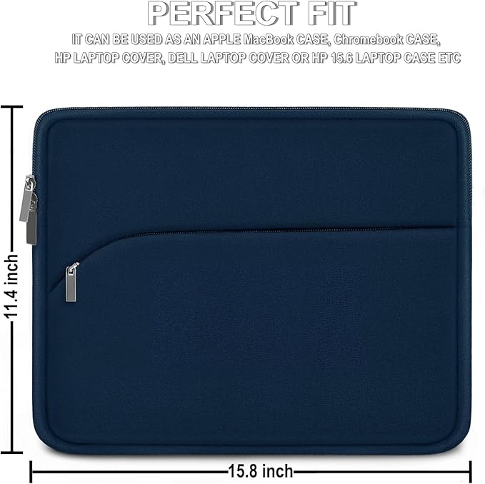 Laptop Sleeve Case 15.6 inch, Durable Portable Monitor Protective Cover with Front Pocket, Traveling Laptop Case Compatible for HP, Dell, Asus, Lenovo, Deep Blue