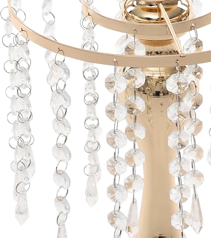 10 Pcs Glam Crystal Flower Stands, Wedding Reception Decorations with Sparkling Crystal Beads Table Center Display Flower Arrangement Flower Stand Metal Vase for Event Decor (Gold, Height:10.23in)