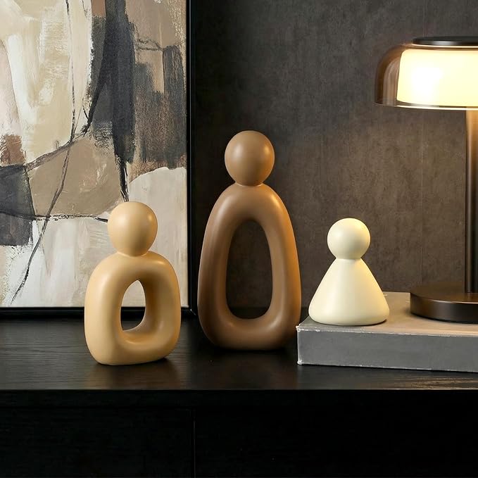 Youyole Abstract Family of 3 Modern Sculpture Modern Home Decor for Shelf, TV Stand, Bookshelf, Living Room Decorative Accents and Housewarming Gift for Living Room Office Table Shelves Decorations