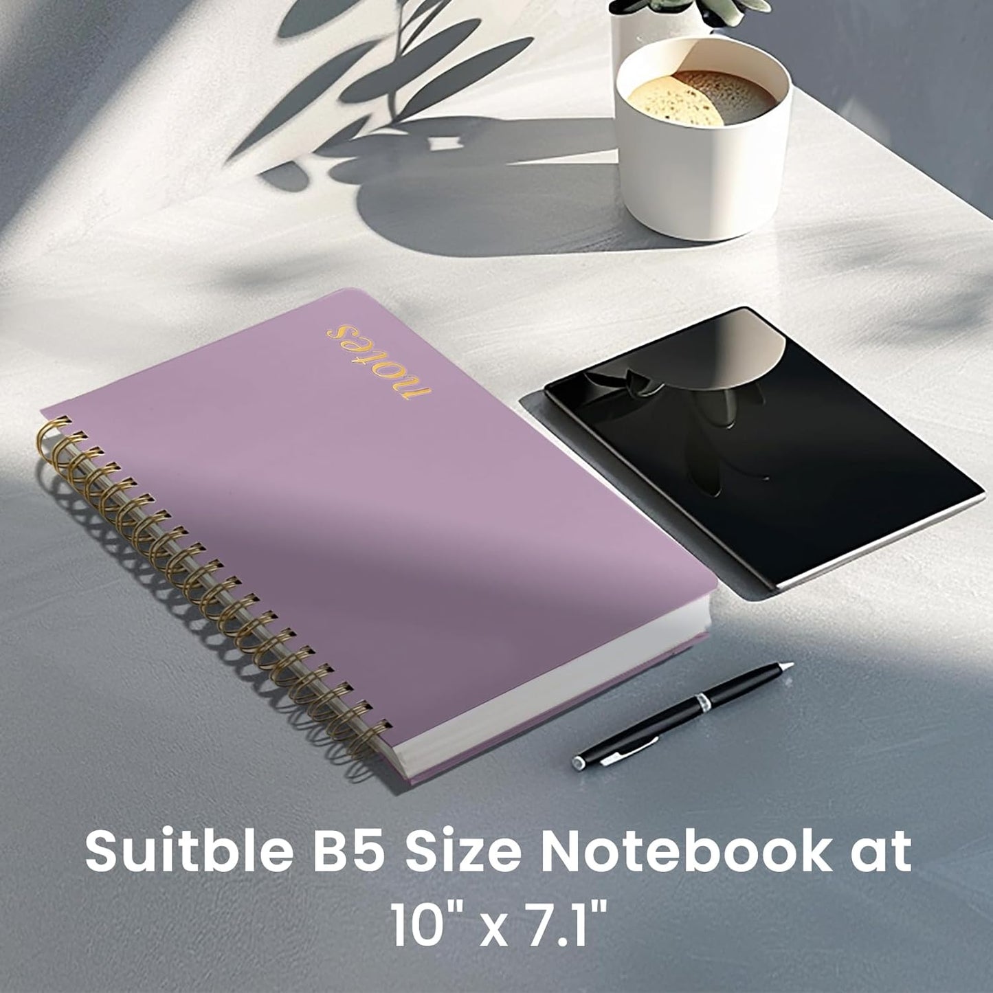 Skiennix Lined Spiral Notebook - 300 Pages Thick B5 (7.1"x10") | College Ruled Hardcover Journal in Purple for Work & School