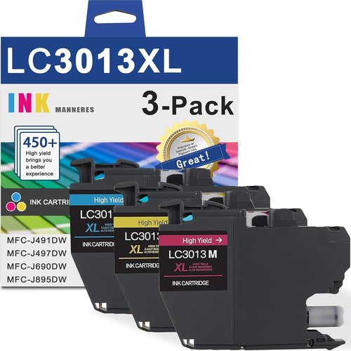 Brother LC3013 High Yield Color Ink Cartridges - Replacement for MFC-J491DW, MFC-J497DW, MFC-J690DW, MFC-J895DW Printers | 3-Pack (Cyan, Magenta, Yellow)